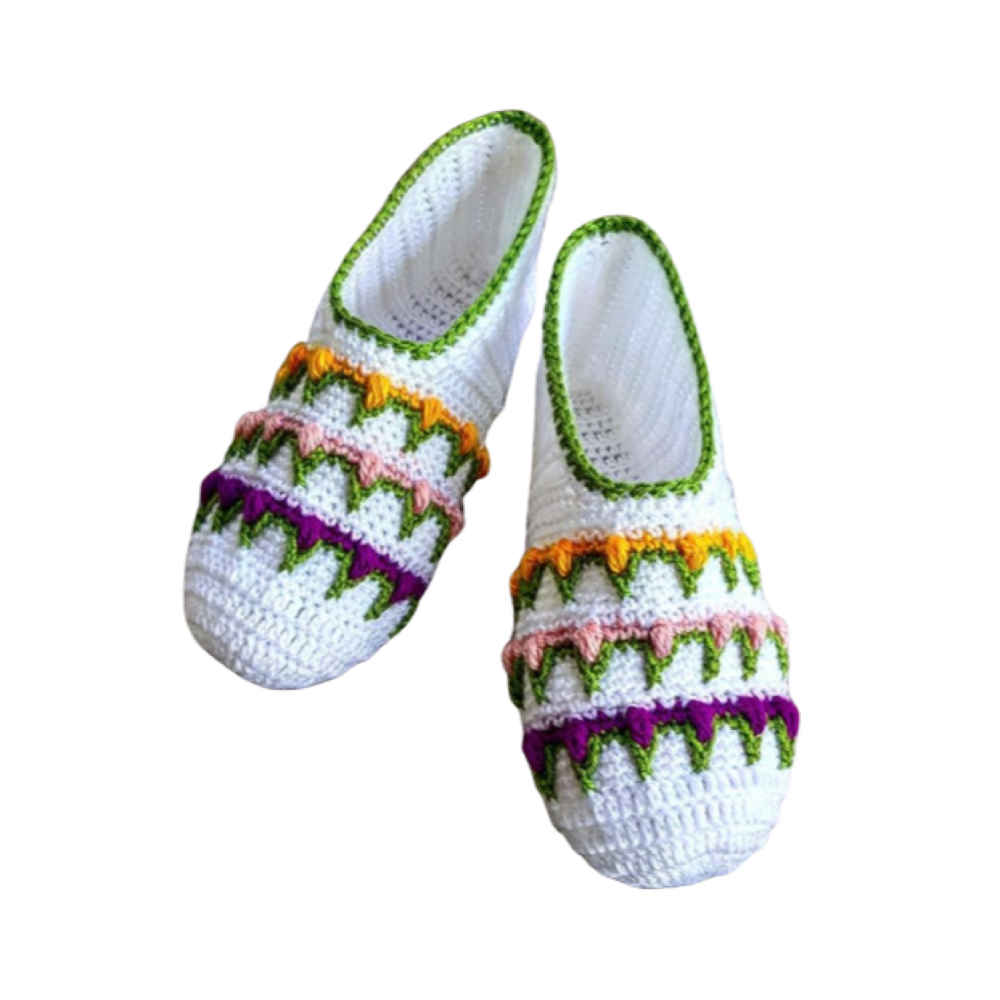 Chaussons au Crochet pour Femme en Coton Tricoté – Modèle Nelin