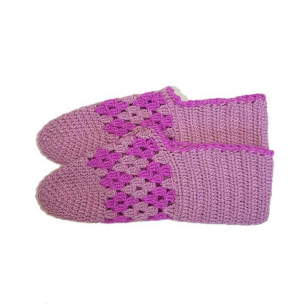 Pantoufles en crochet pour femmes en coton tricoté Modèle Violet