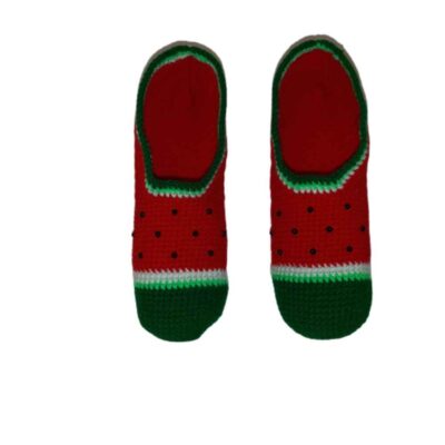 Pantoufles en crochet pour femmes en coton tricoté Yalda Pastèque