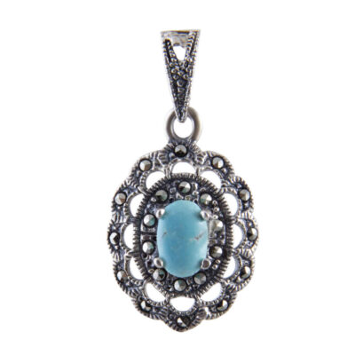 Pendentif en argent persan avec pierre précieuse Turquoise Nahal