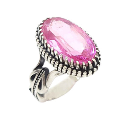 Bague en argent Topaze Rose persane pour homme Jalal