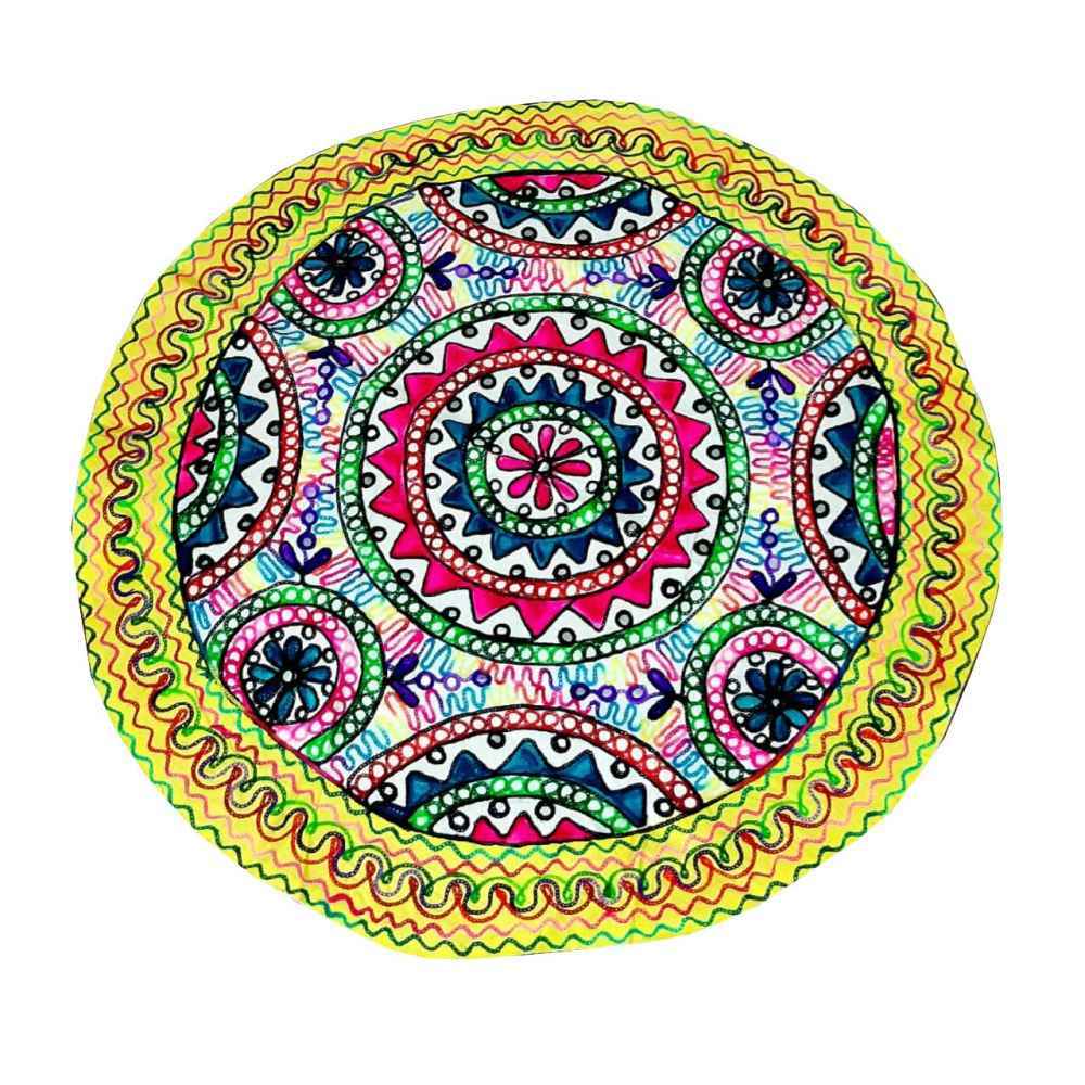 Nappe ronde brodée à la main Modèle Khorshid