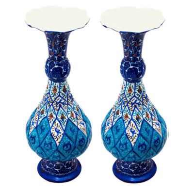 Set de 2 vases décoratifs en cuivre peint à la main avec émail Minakari persan Erika