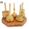 Ensemble de 5 toupies en bois perses classiques – Jouets traditionnels faits à la main