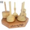 Ensemble de 5 toupies en bois perses classiques – Jouets traditionnels faits à la main