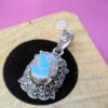 Pendentif en argent persan avec pierre précieuse Turquoise Ahoo
