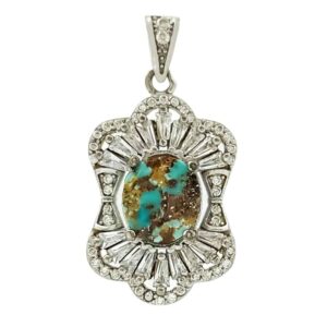 Pendentif en argent persan avec pierre précieuse Turquoise Farah