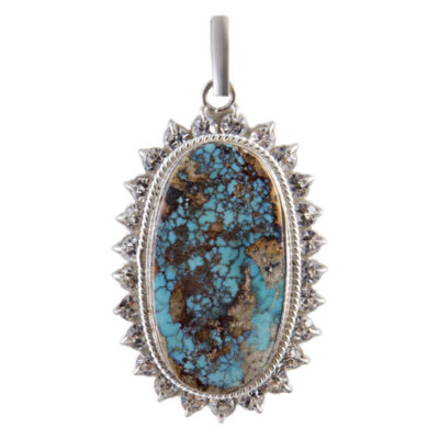 Pendentif en argent persan avec pierre précieuse Turquoise Maha