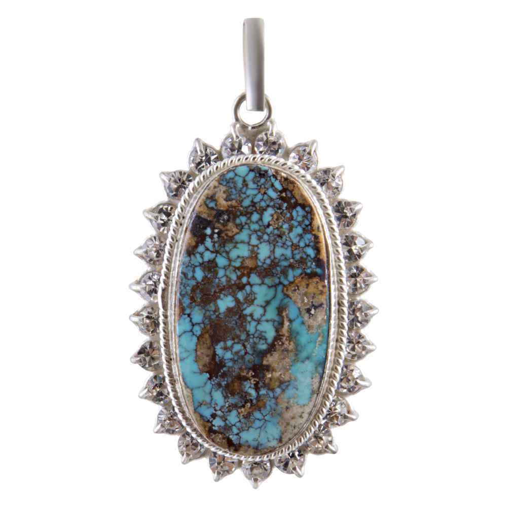 Pendentif en argent persan avec pierre précieuse Turquoise Maha