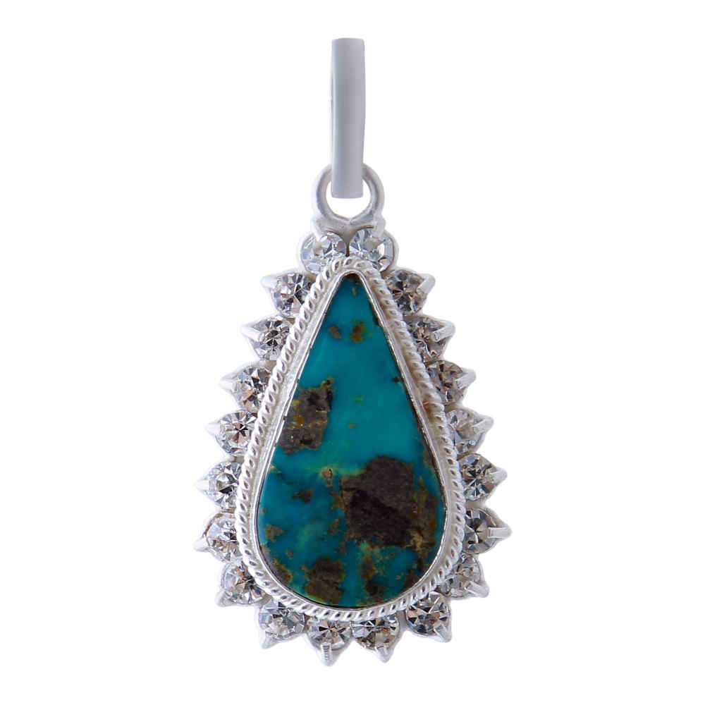 Pendentif en argent persan avec pierre précieuse Turquoise Nil