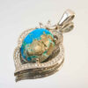 Pendentif en argent persan avec pierre précieuse Turquoise Rosa