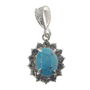 Pendentif en argent persan avec pierre précieuse Turquoise Saba