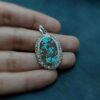 Pendentif en argent persan avec pierre précieuse Turquoise Sadaf