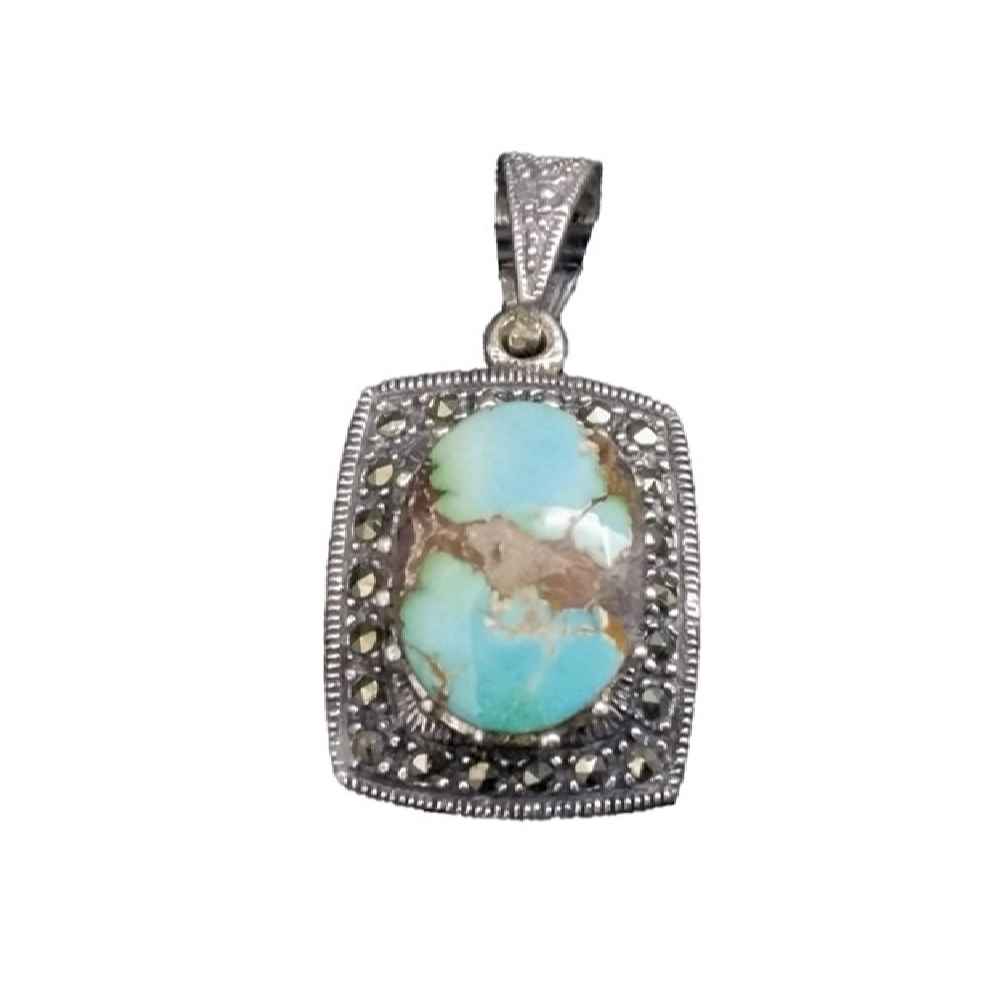 Pendentif en argent persan avec pierre précieuse Turquoise Saman