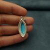 Pendentif en argent persan avec pierre précieuse Turquoise Samar