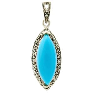 Pendentif en argent persan avec pierre précieuse Turquoise Samar