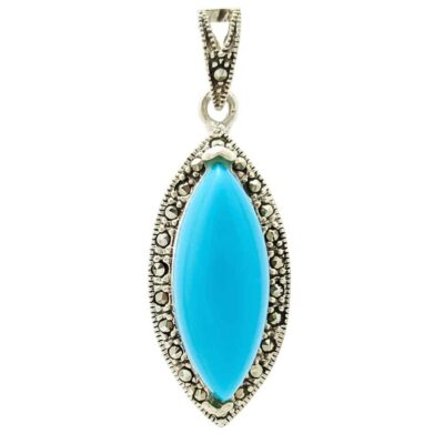 Pendentif en argent persan avec pierre précieuse Turquoise Samar