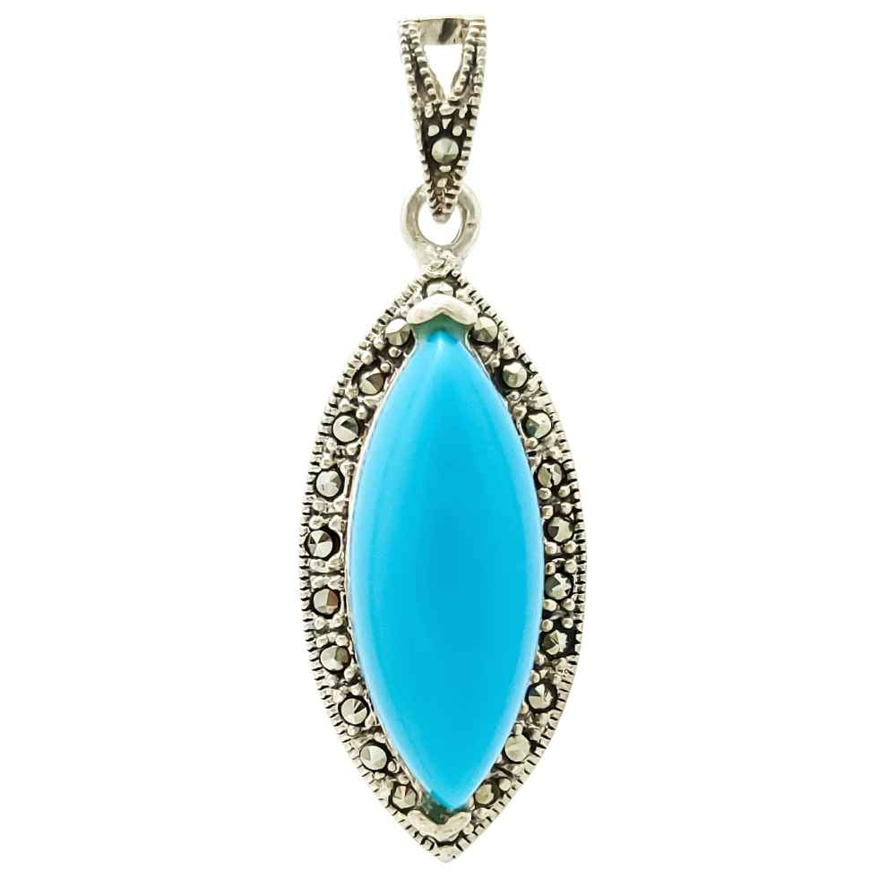 Pendentif en argent persan avec pierre précieuse Turquoise Samar