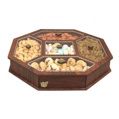 Boîte organisatrice en bois pour noix et snacks Modèle Octagon