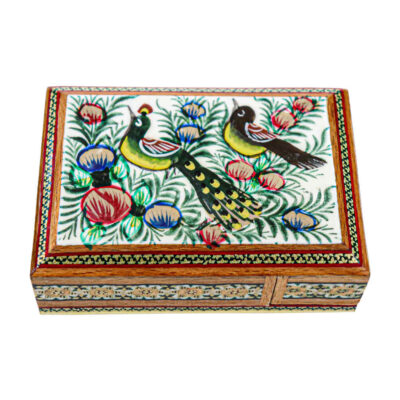 Boîte de cartes à jouer en bois persan – Décoration émaillée Khatam Naghashi