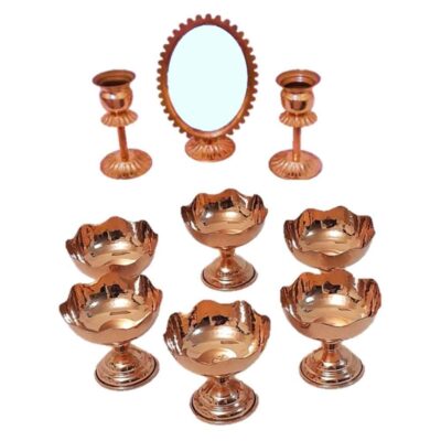 Set de plats Haftseen en cuivre avec miroir adapté pour Nowruz Tashir