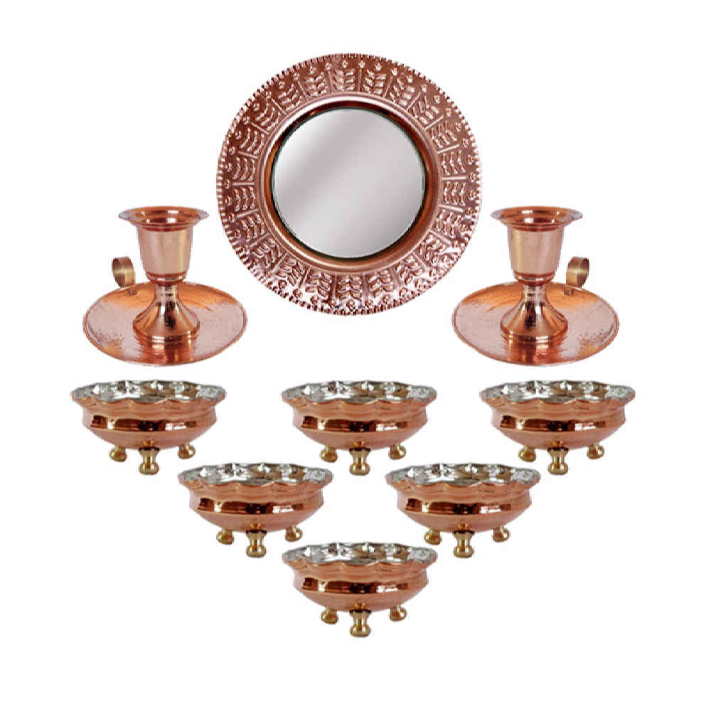 Set de plats Haftseen en cuivre avec miroir adapté pour Nowruz Vanisha