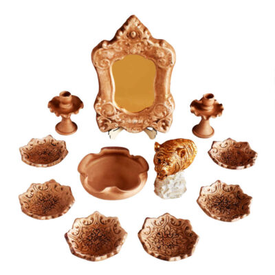 Set de plats Haftseen avec miroir, adapté pour Nowruz Azin (10 pièces)