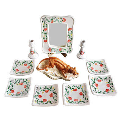 Set de plats Haftseen avec miroir, adapté pour Nowruz Bahari (10 pièces)