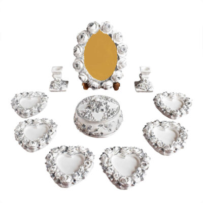 Set de plats Haftseen avec miroir, adapté pour Nowruz Ghonche (10 pièces)