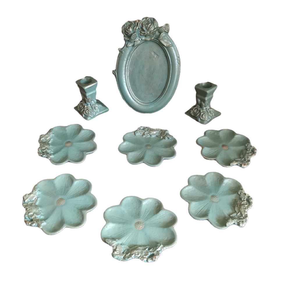 Set de plats Haftseen avec miroir, adapté pour Nowruz Gol (9 pièces)
