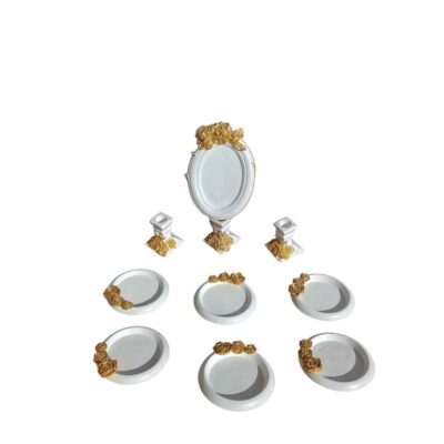 Set de plats Haftseen avec miroir, adapté pour Nowruz Golab (9 pièces)
