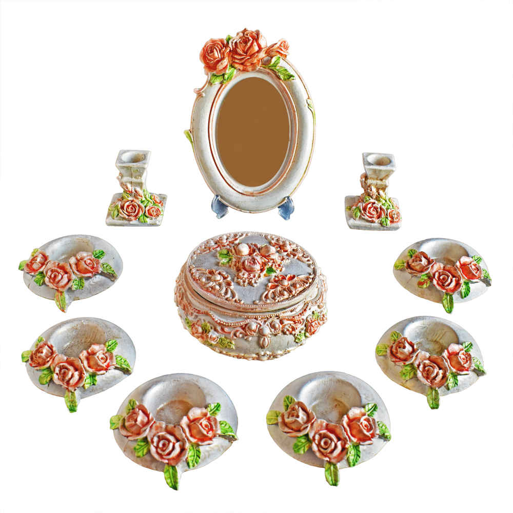 Set de plats Haftseen avec miroir, adapté pour Nowruz Golbahar (10 pièces)