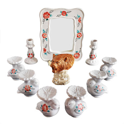 Set de plats Haftseen avec miroir, adapté pour Nowruz Morghe Amin (10 pièces)