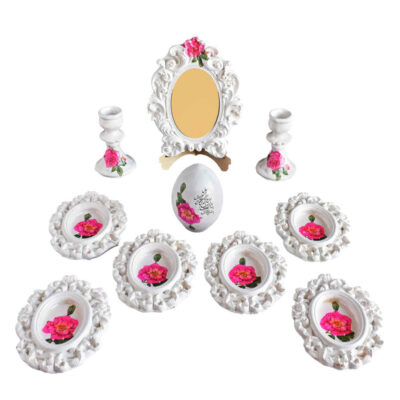 Set de plats Haftseen avec miroir, adapté pour Nowruz Sanam (10 pièces)