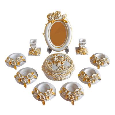 Set de plats Haftseen avec miroir, adapté pour Nowruz Zar Negar (10 pièces)