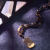 Collier islamique marron avec pendentif Bismillah