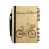 Carnet en Bois Persan – Design Vélo, Couverture en Bois à Motif de Vélo