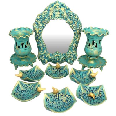 Set de plats Haftseen en céramique avec miroir adapté pour Nowruz Birds