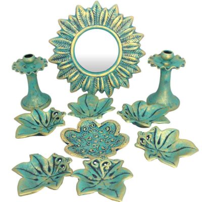 Set de plats Haftseen en céramique avec miroir adapté pour Nowruz Leaves