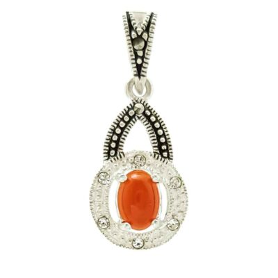 Pendentif en argent persan style classique avec pierre précieuse Agate Zahra