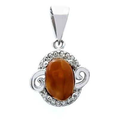Pendentif en argent persan style classique avec pierre précieuse Aqeeq yéménite Zina