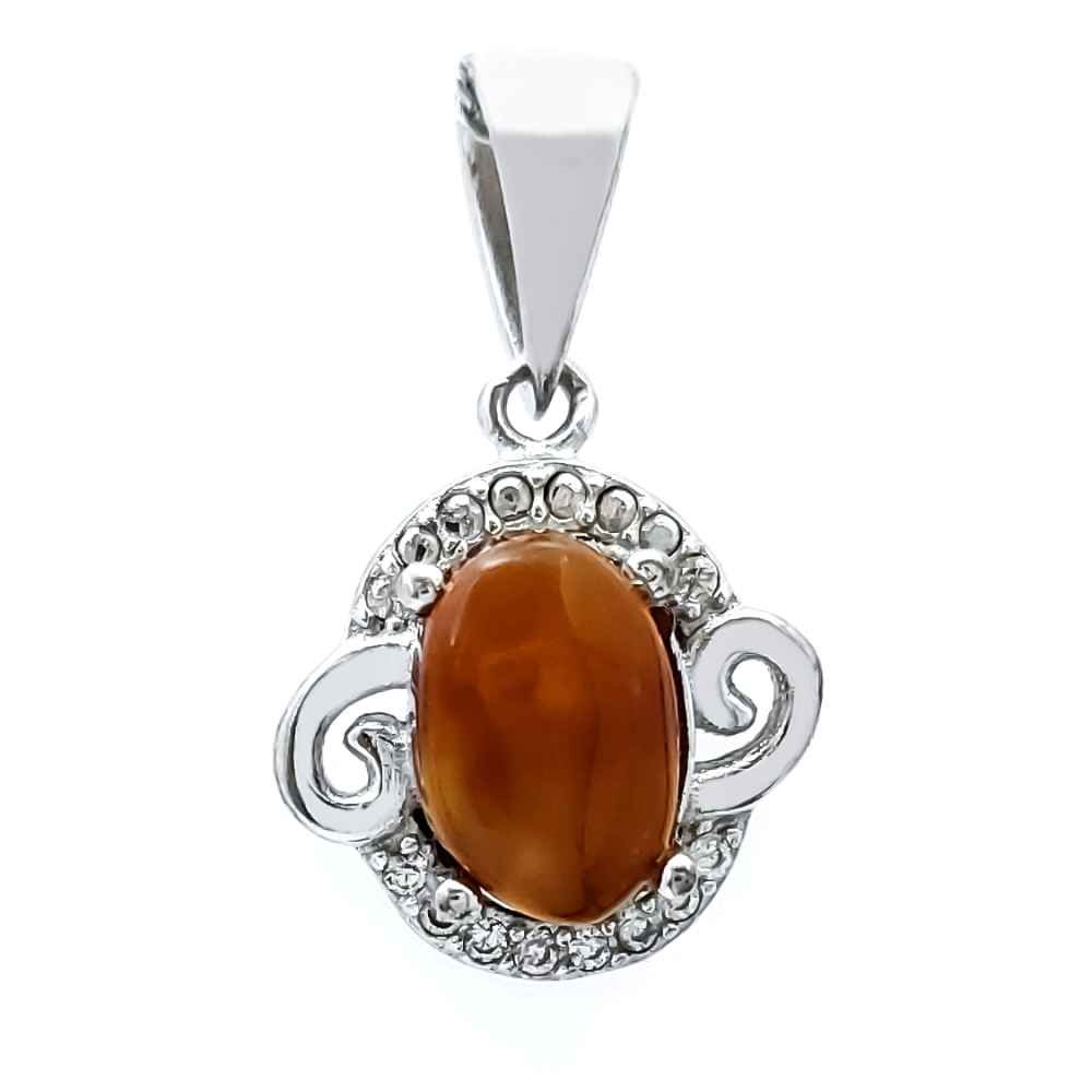 Pendentif en argent persan style classique avec pierre précieuse Aqeeq yéménite Zina