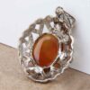 Pendentif en argent persan style classique avec pierre précieuse Aqeeq yéménite Cœur