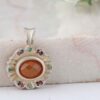 Pendentif en argent persan style classique avec pierre précieuse Aqeeq yéménite Sarvin