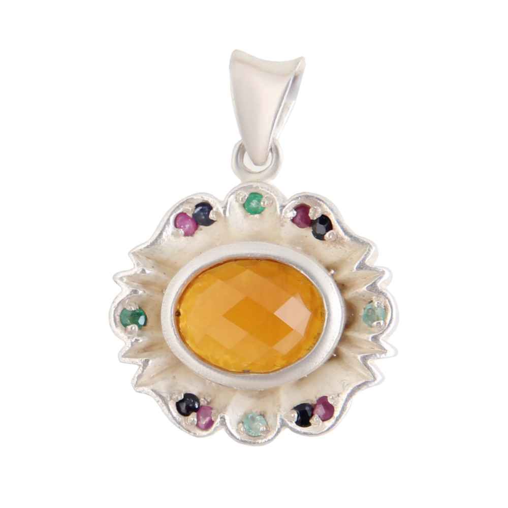 Pendentif en argent persan style classique avec pierre précieuse Aqeeq yéménite Sarvin