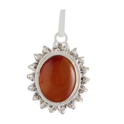 Pendentif en argent persan style classique avec pierre précieuse Aqeeq yéménite Sima