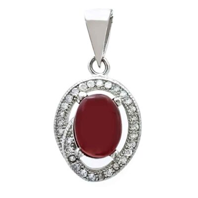 Pendentif en argent persan style classique avec pierre précieuse Aqeeq yéménite Sorkh