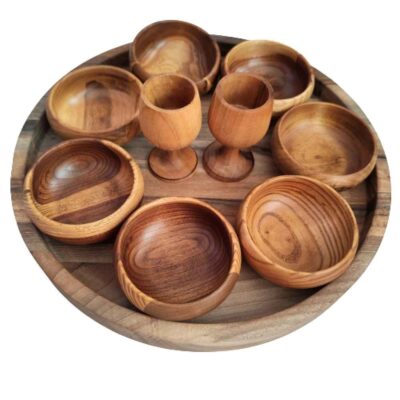 Set de plats Haftseen en bois adapté pour la célébration de Nowruz Janan