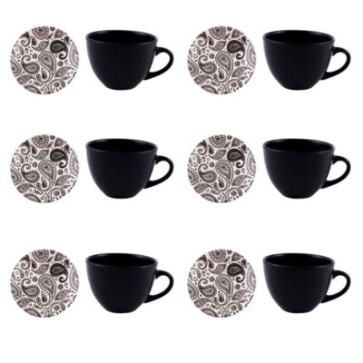 Ensemble de Tasses à Thé Persanes avec Soucoupe – Design Céramique Paisley (12 pièces)