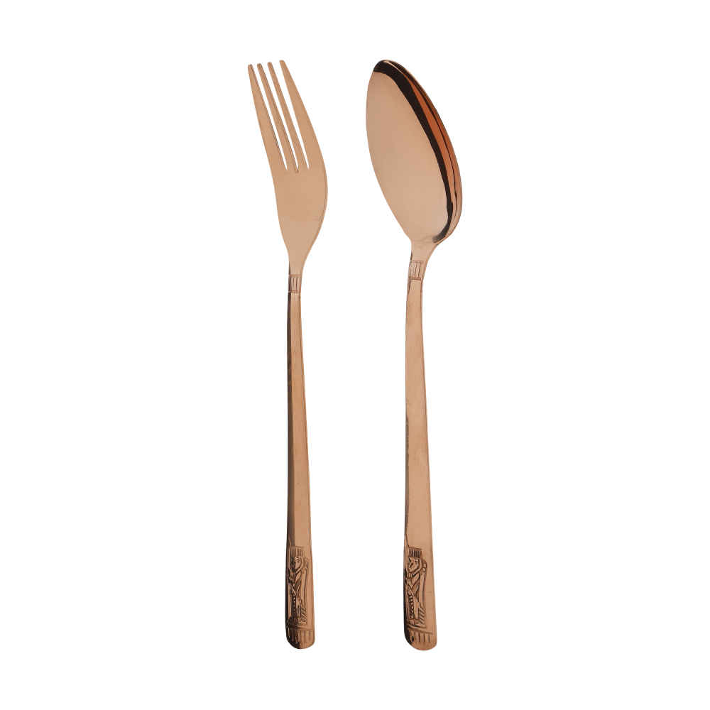 Set de Couverts en Cuivre - Cuillère et Fourchette Farnaz (12 pièces)
